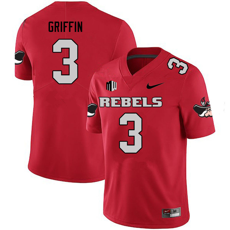 Men #3 Zyell Griffin UNLV Rebels College Football Jerseys Sale-Scarlet
